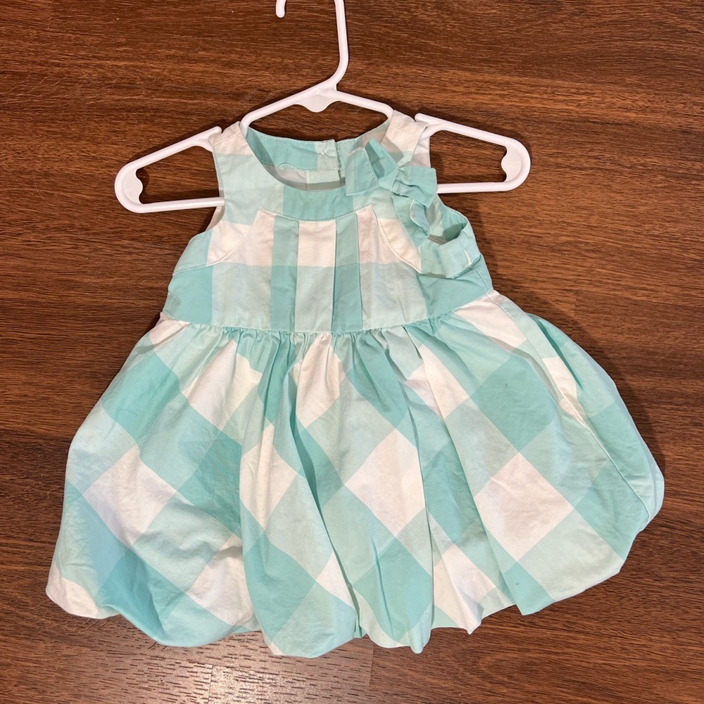 Janie and Jack Vintage Pink Label 0-3m blue and white plaid dress